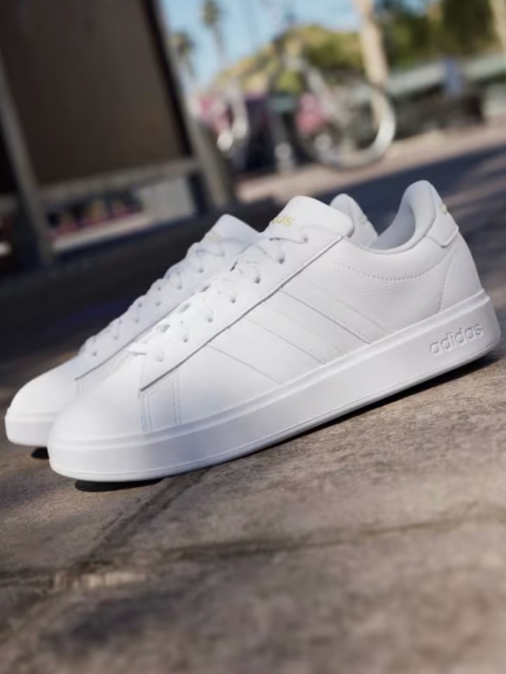 adidas White Low-Top Leather Sneakers